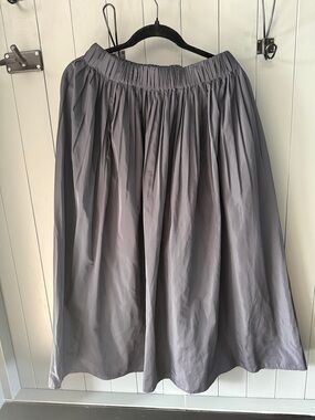 Women's Grey Gathered Midi Skirt
